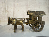 Brass Bullock Cart Figurine with Covered Canopy | Traditional Home Decor Showpiece